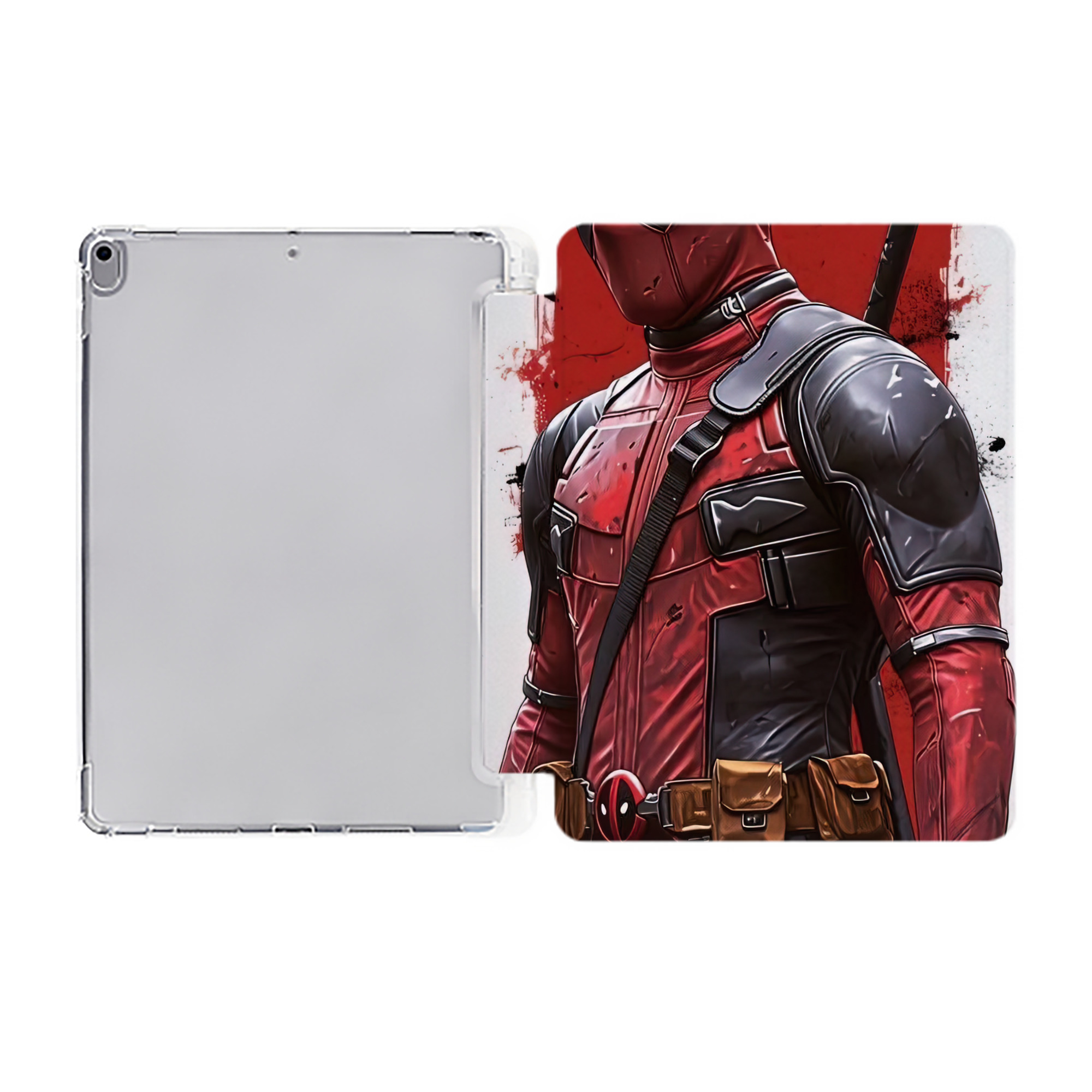（画像用） Deadpool デッドプール IPad ケース ペン収納付き 三つ折りスタンド PUレザー×シリコン 対応機種9.5/10.5/10.9インチ